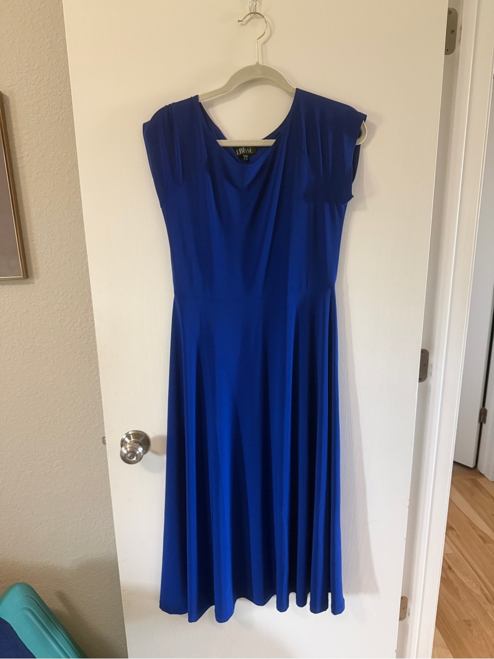 Dkny Cobalt Blue Midi Dress with Cap Sleeves
